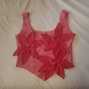 Tyler McGillivary Pink Floral Crop Top